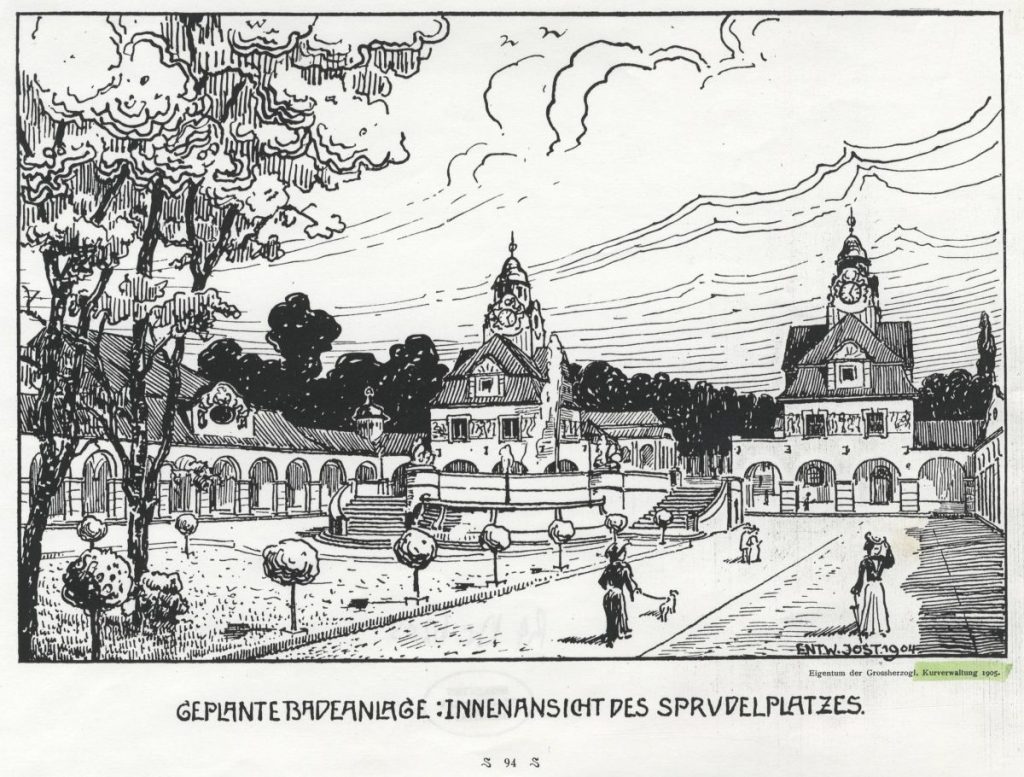 Entwurfszeichnung Sprudelhof Bad Nauheim - Wilhelm Jost